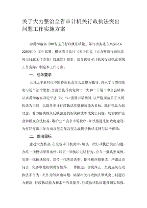 关于大力整治全省审计机关行政执法突出问题工作实施方案.docx