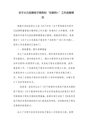 关于大力发展电子商务和“互联网+”工作进展情况.docx