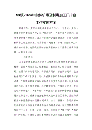 XX镇2024年禁种铲毒及制毒加工厂排查工作实施方案.docx