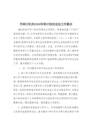 市审计机关2024年审计综合法治工作要点.docx