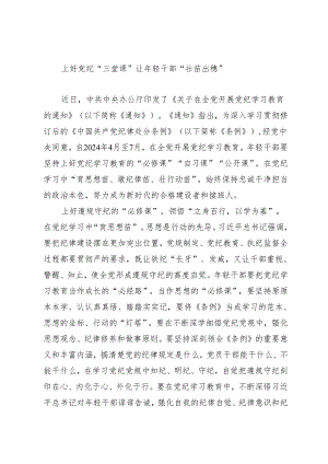 学习交流：20240411上好党纪“三堂课”让年轻干部“壮苗出穗”.docx