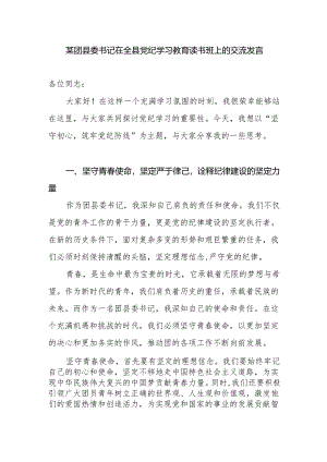 团(区)县委书记在2024年全县(区)党纪学习教育读书班上的研讨交流发言.docx
