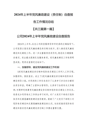 （3篇）2024年上半年党风廉政建设（责任制）自查报告工作情况总结.docx