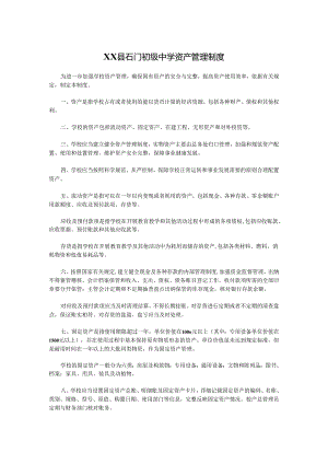 XX县石门初级中学资产管理制度.docx
