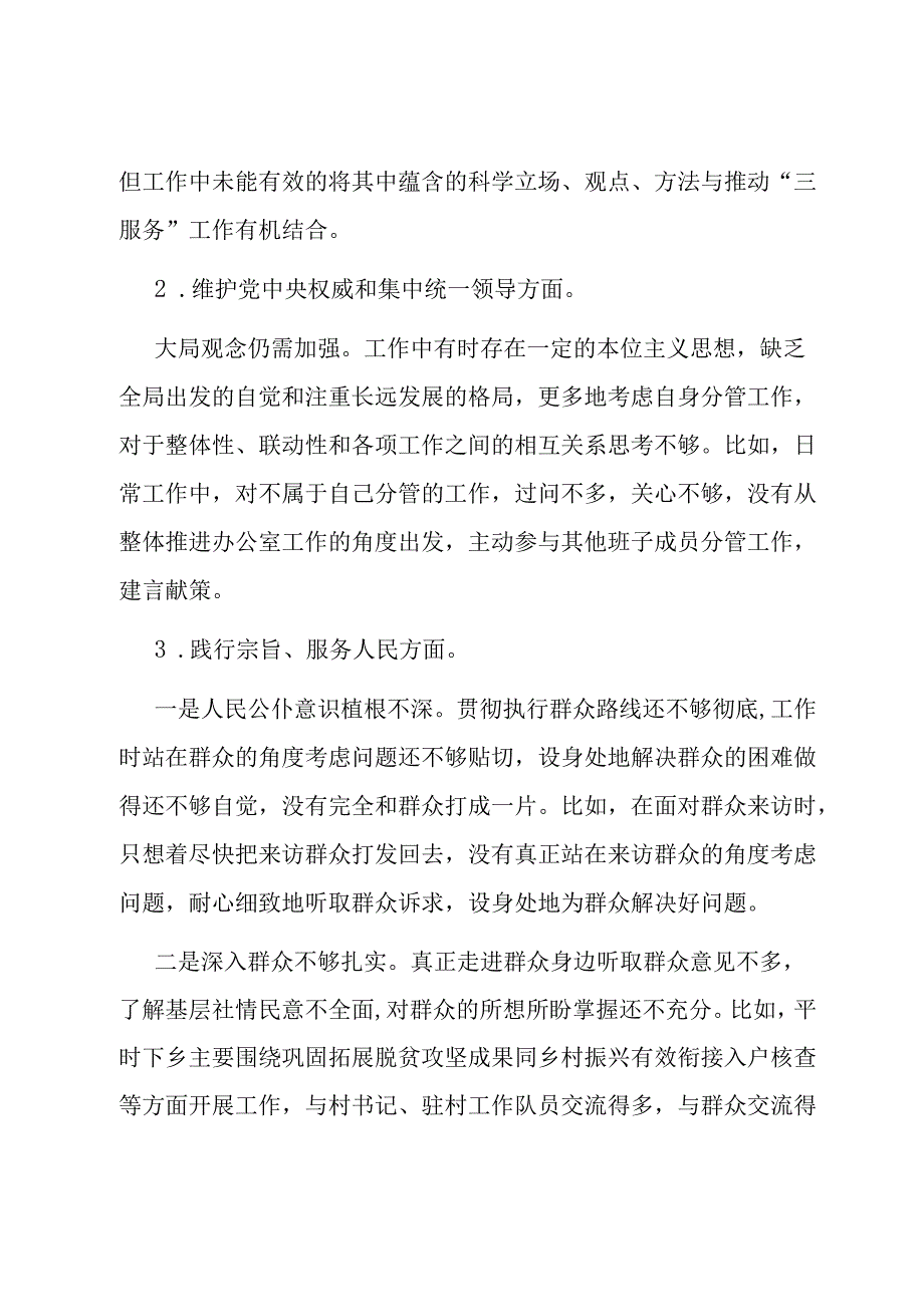 办公室主任主题教育专题民主生活会个人对照检查发言提纲.docx_第2页