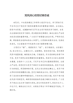学习交流：20240409党风润心田 党纪铸忠诚.docx