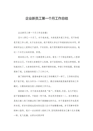 企业新员工第一个月工作总结.docx