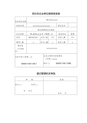 民办非企业单位章程核准表.docx
