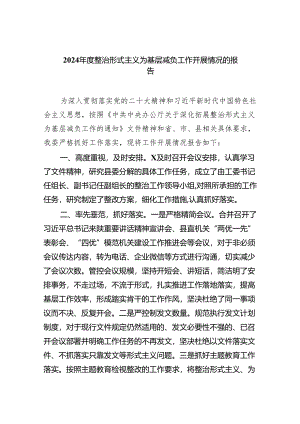 2024年度整治形式主义为基层减负工作开展情况的报告（7篇合集）.docx