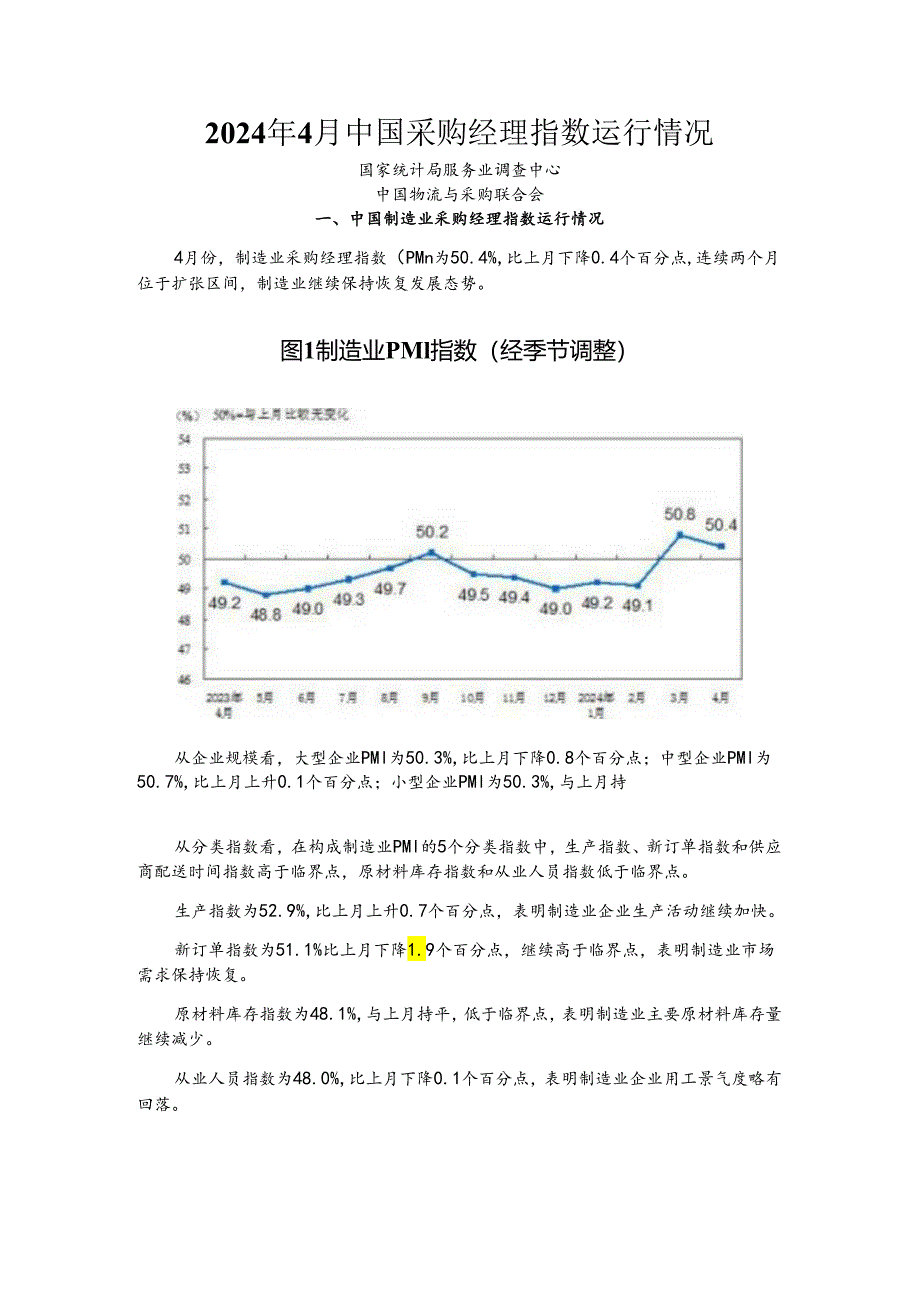 2024年4月中国采购经理指数运行情况.docx_第1页