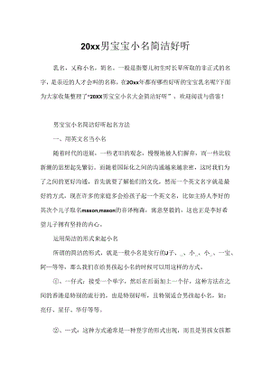 20xx男宝宝小名简单好听.docx