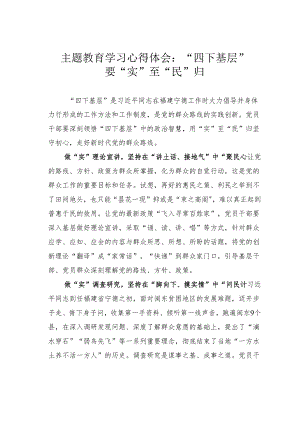 主题教育学习心得体会：“四下基层”要“实”至“民”归.docx