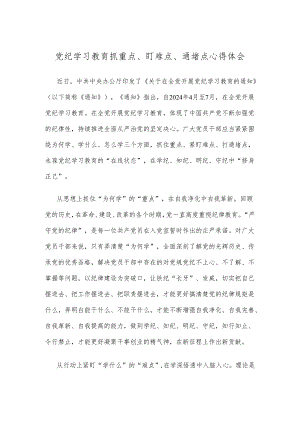 党纪学习教育抓重点、盯难点、通堵点心得体会.docx