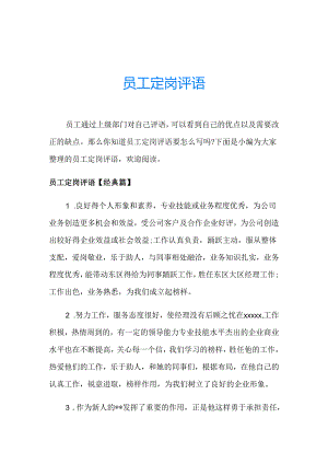 员工定岗评语.docx