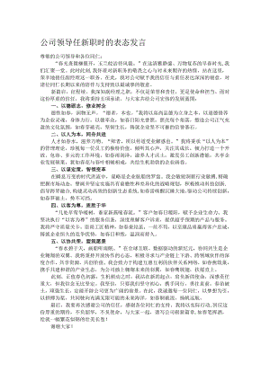 公司领导任新职时的表态发言.docx