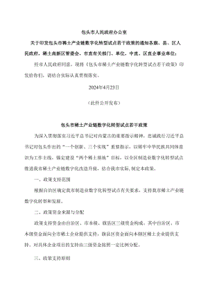 包头市稀土产业链数字化转型试点若干政策（2024年）.docx