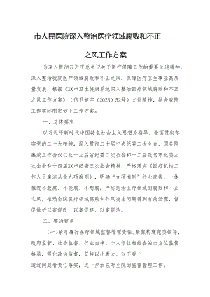 市人民医院深入整治医疗领域腐败和不正之风工作方案.docx