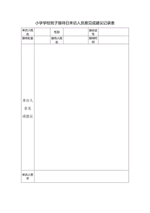 小学学校班子接待日来访人员意见或建议记录表.docx