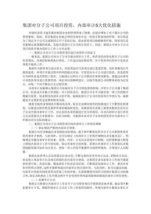 集团对分子公司项目投资内部审计5大优化措施.docx
