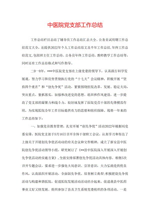 中医院党支部工作总结.docx