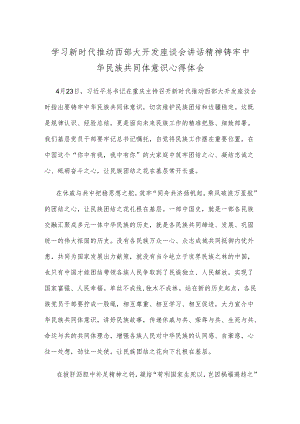 学习新时代推动西部大开发座谈会讲话精神铸牢中华民族共同体意识心得体会.docx