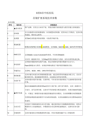 X省X市中医医院存储扩展系统技术参数（2024年）.docx