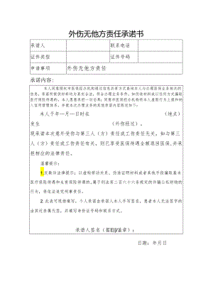 外伤无他方责任承诺书.docx