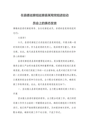 在县委巡察组巡察县某局党组进驻动员会上的表态发言.docx