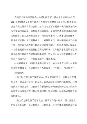 抽调市委主题教育办参加专项工作心得体会.docx