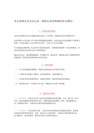 党支部委员会会议记录（确保记录的准确性和完整性）.docx