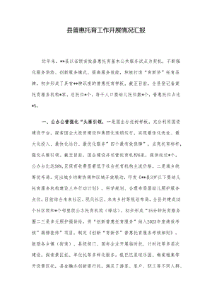 县普惠托育工作开展情况汇报.docx
