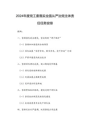 2024年度党工委落实全面从严治党主体责任任务安排.docx