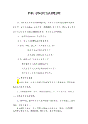 和平小学学校运动会应急预案.docx