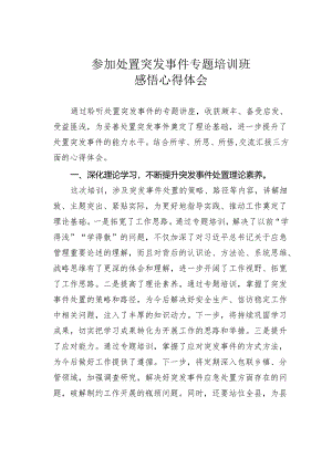 参加处置突发事件专题培训班感悟心得体会.docx