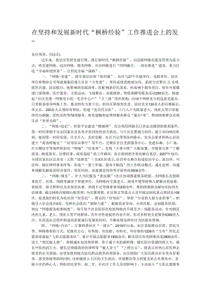 在坚持和发展新时代“枫桥经验”工作推进会上的发言.docx