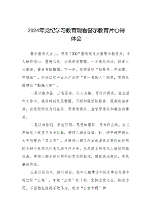 机关干部2024年党纪学习教育观看警示教育片的心得体会六篇.docx