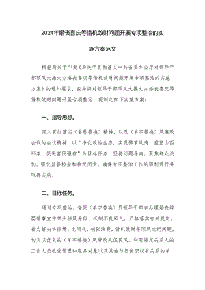 2024年婚丧喜庆等借机敛财问题开展专项整治的实施方案范文.docx