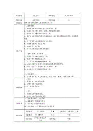 人事专员-岗位职责说明书.docx