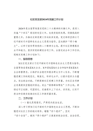 社区党支部2024年党建工作计划（共五篇）.docx