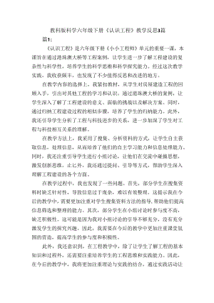 教科版科学六年级下册《认识工程》教学反思3篇.docx