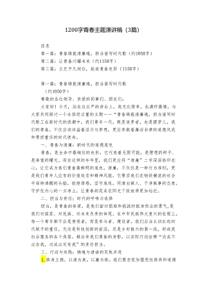 1200字青春主题演讲稿（3篇）.docx