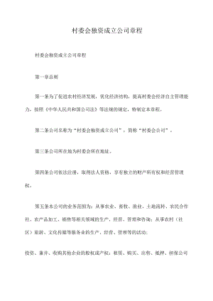村委会独资成立公司章程.docx