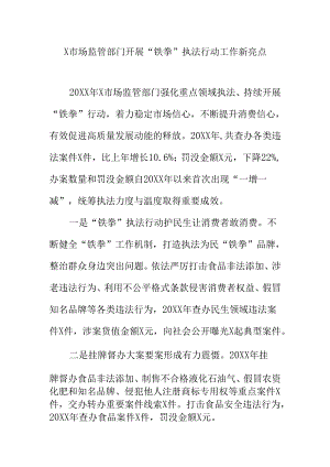 X市场监管部门开展“铁拳”执法行动工作新亮点.docx