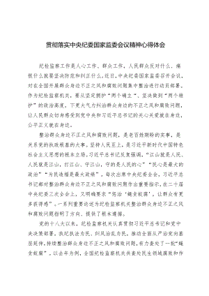 3篇范文 2024年贯彻落实中央纪委国家监委会议精神心得体会.docx