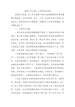 借调人员专题个人剖析检查材料.docx