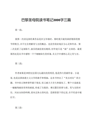 巴黎圣母院读书笔记3000字三篇.docx