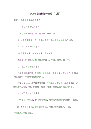 小组党员互相批评意见【六篇】.docx