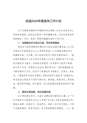 街道2024年度宣传工作计划.docx