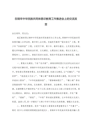 2024年在铸牢中华民族共同体意识教育工作推进会上的交流发言.docx