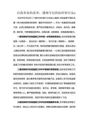 自我革命的表率遵规守纪的标杆研讨发言.docx